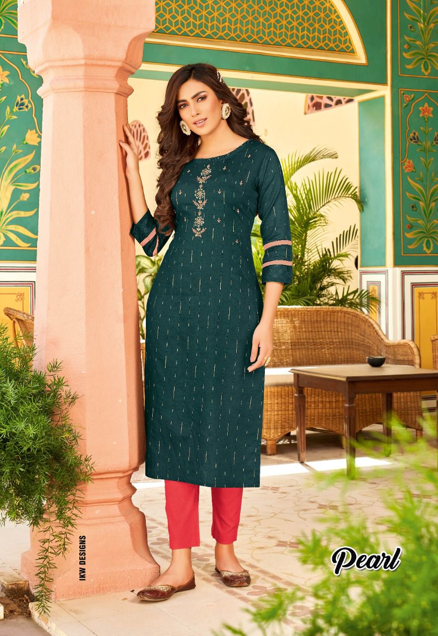 Ikw Pearl 1 New Fancy Ethnic Wear Viscose Designer Kurti Collection